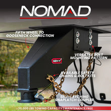 Load image into Gallery viewer, Gen-Y Nomad Static 5th Wheel to Gooseneck - 6.5K TW 30K Tow - Texture Black (1116/1621/1716 Frames)