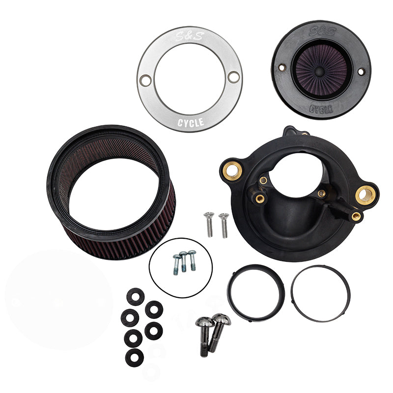 S&S Cycle M8 Gen 2 Stealth Air Cleaner Kit w/ 1in Filter Air Stinger 58/64/68mm TB w/ Ano Ring