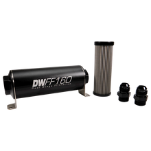 Load image into Gallery viewer, DeatschWerks Stainless Steel 10AN 10 Micron Universal Inline Fuel Filter Housing Kit (160mm)