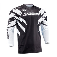 Load image into Gallery viewer, Answer 26 LE Syncron Rizz Vented Jersey Black/White/Cyan Youth - XL