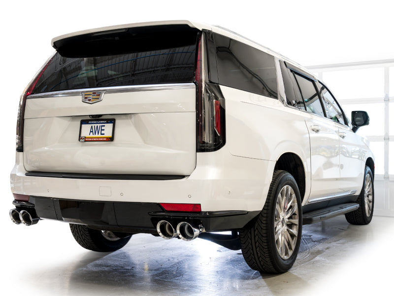 AWE Tuning 2021+ Cadillac Escalade 6.2L 0FG Dual Exit Exhaust System w/ 5in Chrome Silver Tips