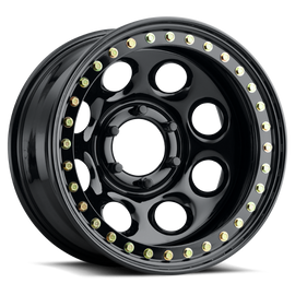 Raceline RT81 Rock 8 17x9.5in/5x139.7 BP/-44mm Offset/107.95mm Bore - Gloss Black Beadlock Wheel