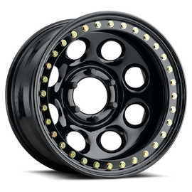 Raceline RT81 Rock 8 17x9.5in/5x139.7 BP/-44mm Offset/107.95mm Bore - Gloss Black Beadlock Wheel