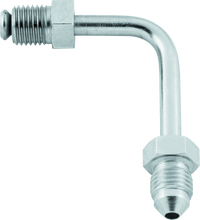 Load image into Gallery viewer, Twin Power Stainless Brake Fitting Male 3/8-24 Inverted Flare to AN-3 Male 90 Adaptor Tube Short