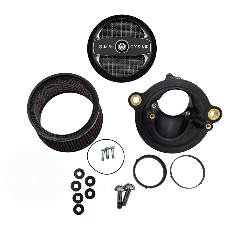 S&S Cycle M8 Gen 2 Models Stealth Air Cleaner Kit w/ 1in Filter Air 1 58/64/68mm TB - Gloss Black