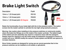 Load image into Gallery viewer, Vortex Racing Rearsets Replacement Brake Light Press Switch M10 x 1.00