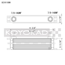 Load image into Gallery viewer, Koyo 19 Row Oil Cooler 11.25in x 5.75in x 2in (AN-10 ORB provisions)