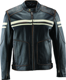 River Road Hoodlum Vintage Leather Jacket Black - XL