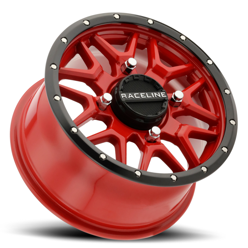 Raceline A94R Krank 14x7in / 4x110 BP / 10mm Offset / 83.8mm Bore - Red & Black Lip Wheel