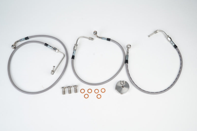 Twin Power 97-04 FLHR FLTR FLHRC Stainless Steel Dot Brake Line Kit Front +6in