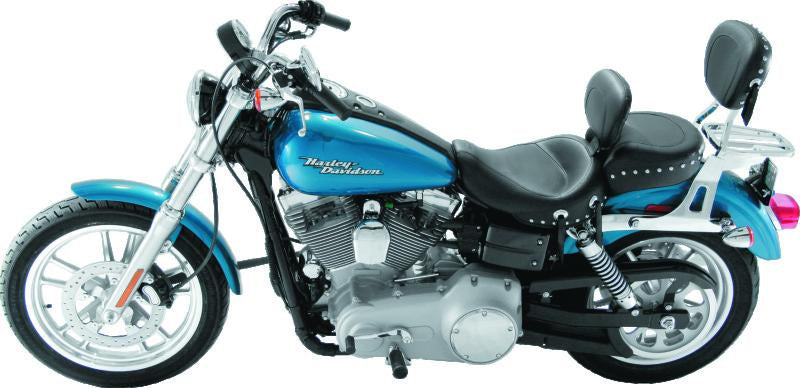 Mustang 06-17 Harley Dyna Wide Touring Solo Seat w/Driver Backrest w/Studs - Black