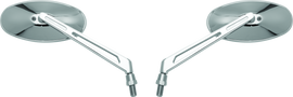 BikeMaster Oval Mirror Machined Arm w/10mm/Yam 10mm/HD Adapters - Pair - Chrome