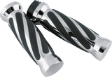 Bikers Choice 81-17 XL & Big Twin Dual Cable Chrome & Black Twisted Grips Pr