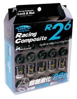 Project Kics 12X1.25 Black R26 Lug Nuts - 16+4