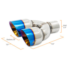 Load image into Gallery viewer, Mishimoto Dual Offset Tips 2.5in Inlet 3in Outlet Slash Cut - Burnt
