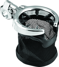 Kuryakyn Drink Holder with Mesh Basket 1 inch Clamp Chrome