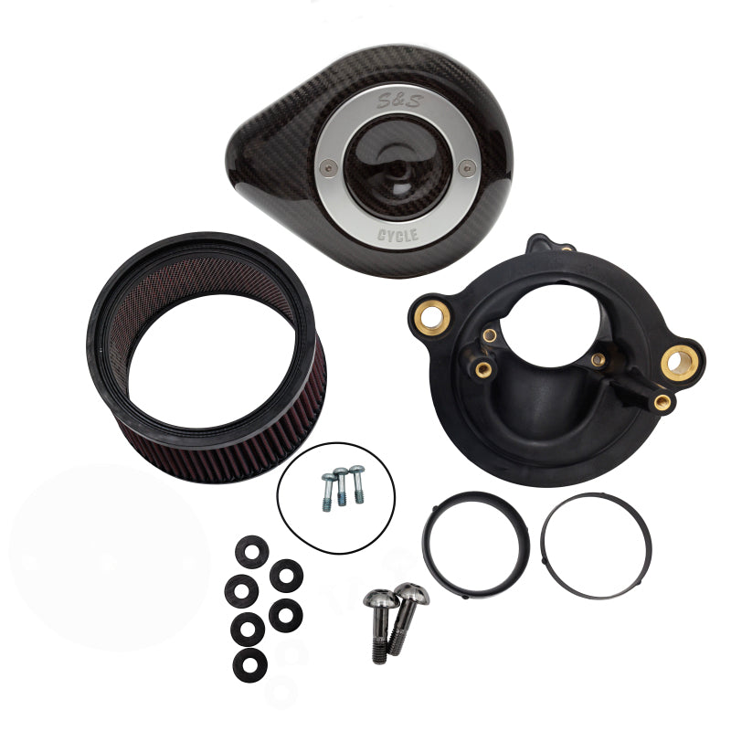 S&S Cycle M8 Gen 2 Models Stealth Air Cleaner Kit 1in Filter Teardrop 58/64/68mm TB - Carbon Fiber