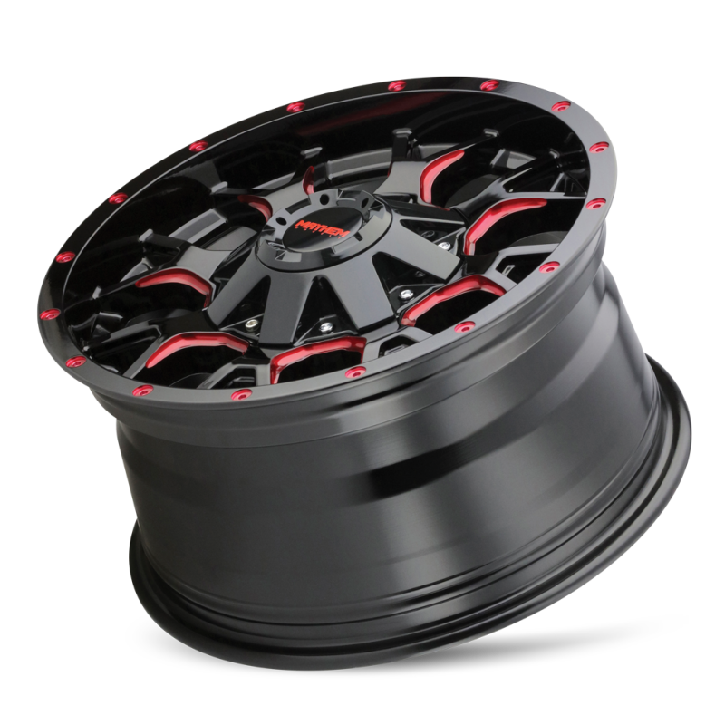 Mayhem 8015 Warrior 18x9 / 6x135 BP / 18mm Offset / 106mm Hub Black w/ Prism Red Wheel