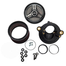 Load image into Gallery viewer, S&amp;S Cycle M8 Gen 2 Models Stealth Air Cleaner Kit w/ 1in Filter Tri-Spoke 58/64/68mm TB - Gloss Blck