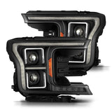 AlphaRex 18-21 Ford F150 PRO-Series Projector Headlights - Black w/DRL & Seq Signal