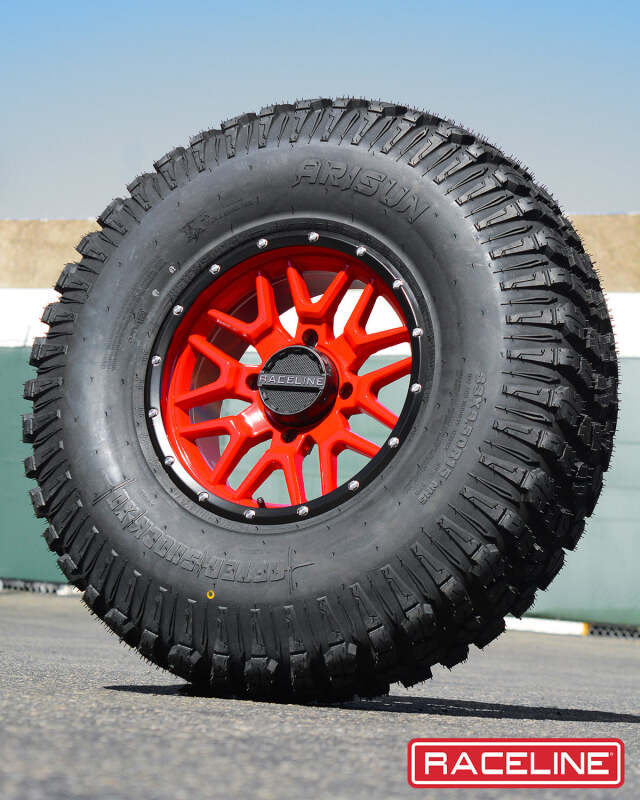 Raceline A94R Krank 14x7in / 4x110 BP / 10mm Offset / 83.8mm Bore - Red & Black Lip Wheel