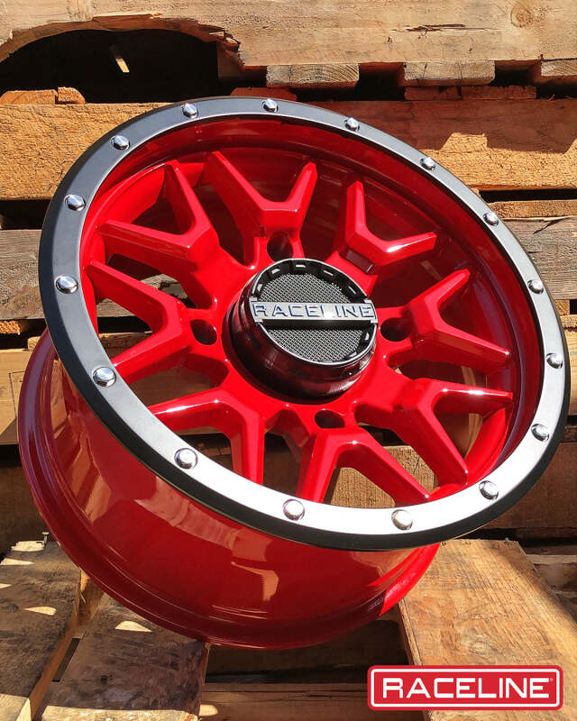 Raceline A94R Krank 14x7in / 4x110 BP / 10mm Offset / 83.8mm Bore - Red & Black Lip Wheel