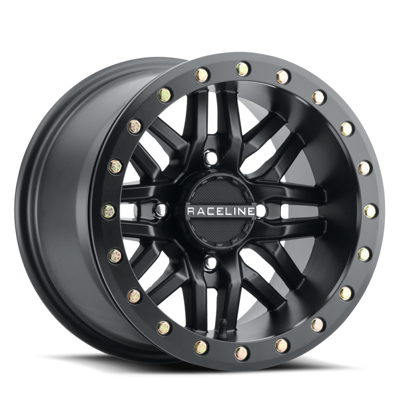 Raceline A91B Ryno 15x8in / 4x137 BP / 10mm Offset / 110.18mm Bore - Satin Black Beadlock Wheel