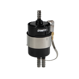 DeatschWerks 10 Micron 3/8in Barb Fuel Filter Regulator w/ Stainless Steel Body - Black