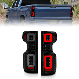 ANZO 19-21 Chevy Silverado Work Truck Full LED Taillights Blk Housing Smoke Lens G2 (w/C light Bars)