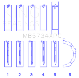 King Engine Bearings Ford 302 CID Coyote Performance Coated Main Bearing Set - Size STDX