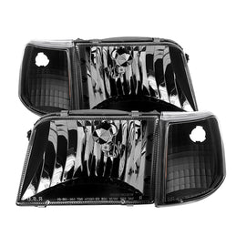 xTune Ford Ranger 93-97 Crystal Headlights w/ Corner Lights 4pcs Sets Black HD-JH-FR93-SET-BK