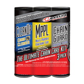 Maxima Synthetic Ultimate Chain Guard Care Combo Kit - Clean-Up/MPPL/Chain Guard 3-Pack (Aerosol)